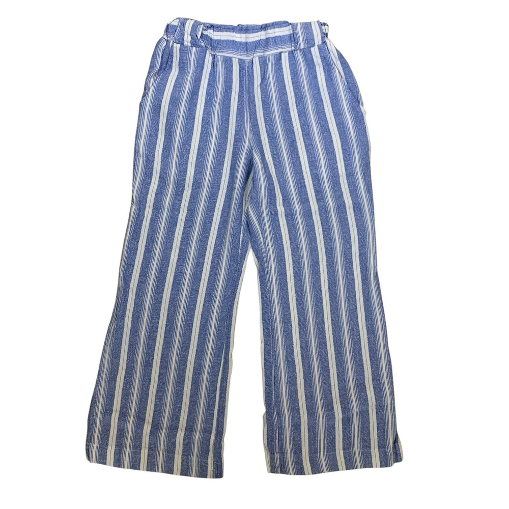 Banjara Blue White Striped Linen Pants Relaxed Summer S‎